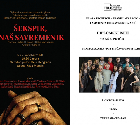 Ispitne predstave studenata glume sa FSU u Zvezdara teatru i Narodnom pozorištu