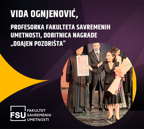 Vida Ognjenović, profesorka Fakulteta savremenih umetnosti, dobitnica nagrade „Doajen pozorišta”