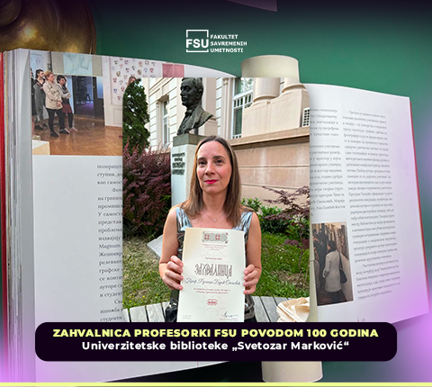 Zahvalnica profesorki FSU povodom 100 godina Univerzitetske biblioteke „Svetozar Marković“